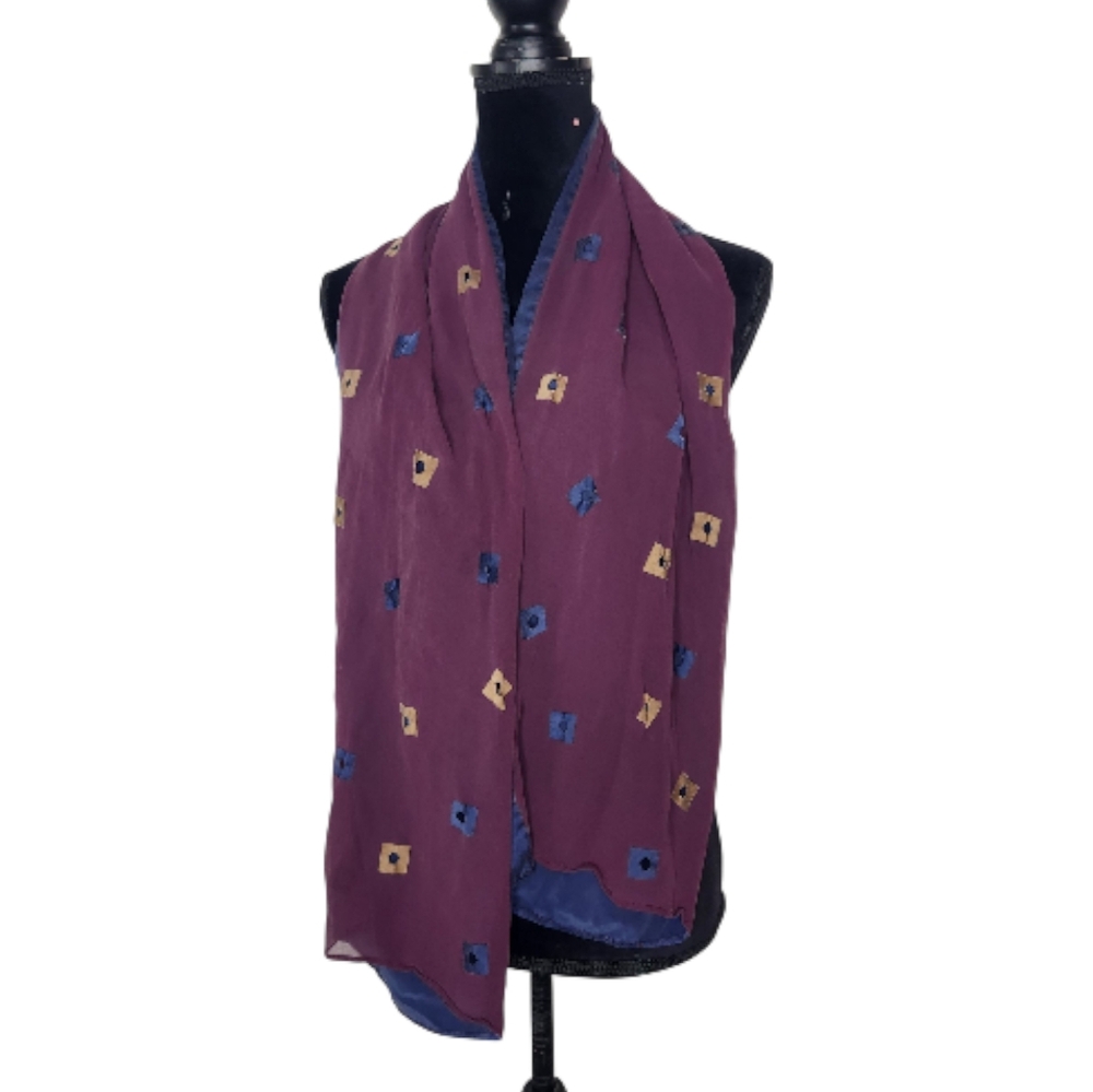 5/$15 Purple Blue Shabby Chic Square Scarf